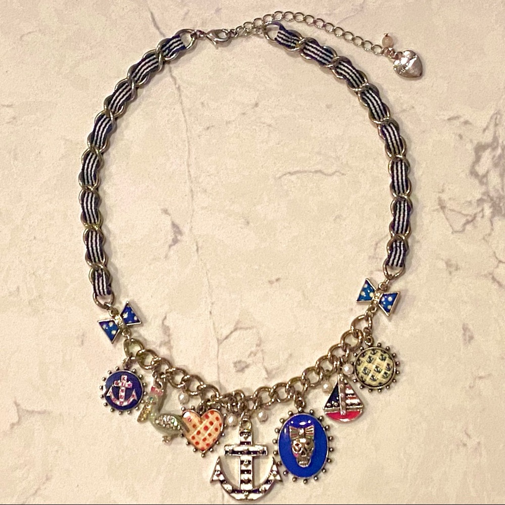 Betsey Johnson - Ivy League Anchor With Charms Necklace Authentic